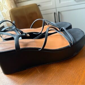 Reformation Platform Black Strappy Sandals